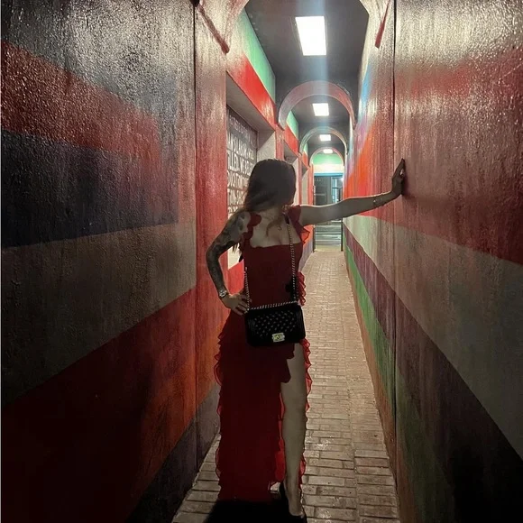 House of CB Red Asymmetrical Ruffled Sundress - Picture 6 of 6